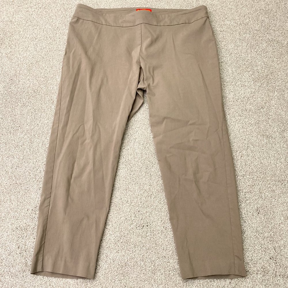 Krazy Larry Pull-On Ankle Pants Size 24 Stretch Tan Cream Color Elastic Waist